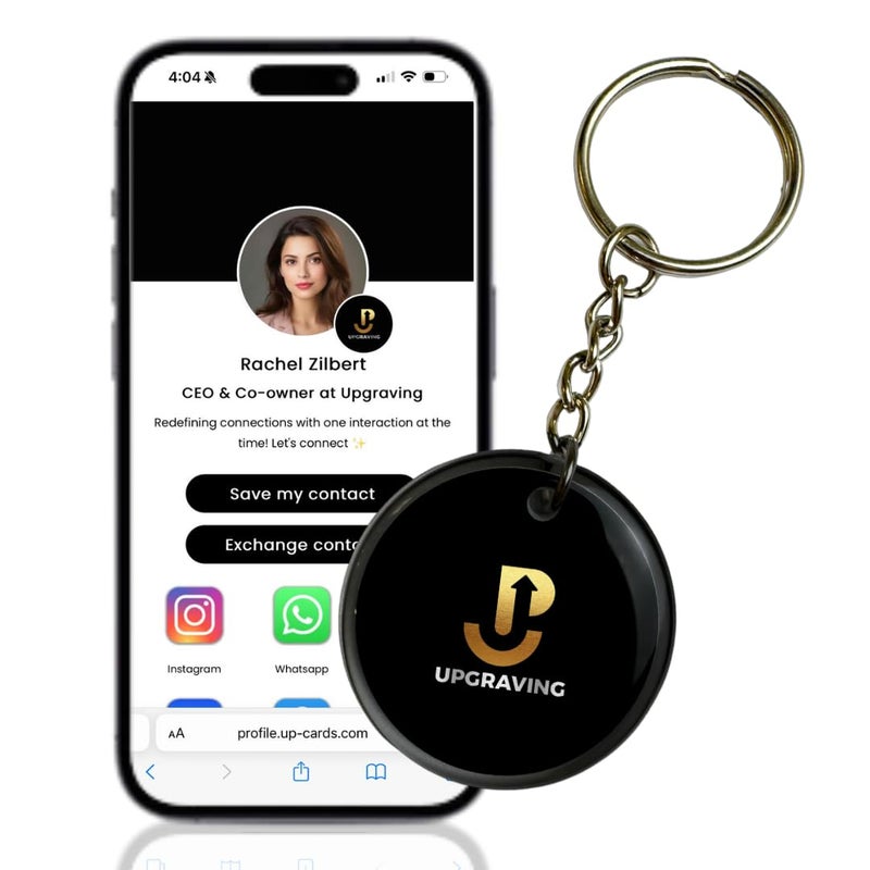 Upgraving Smart Keychain Digital Business Card - Intelligent Tap to Share Contact Info Keychain- Waterproof NFC Tag- Personalized Digital Profile- Share Info  Social Media  Apps  payments  and more - Image 1